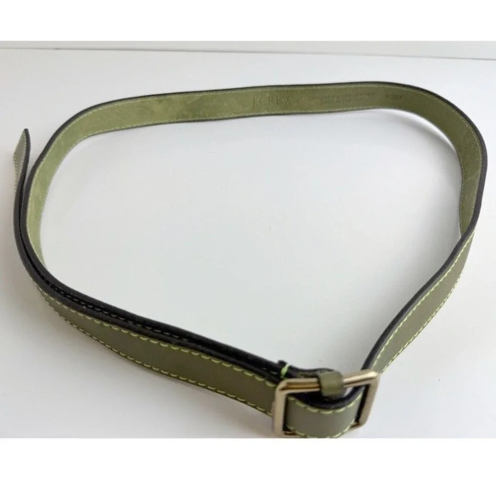 J.Crew Green Italian Leather Skinny Belt Gold Buckle‎ Preppy Chic Academia 47-67